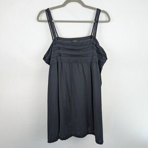 Hanro Switzerland Black Navy Layered Tank Top Womens L Luxery Babydoll Pajama